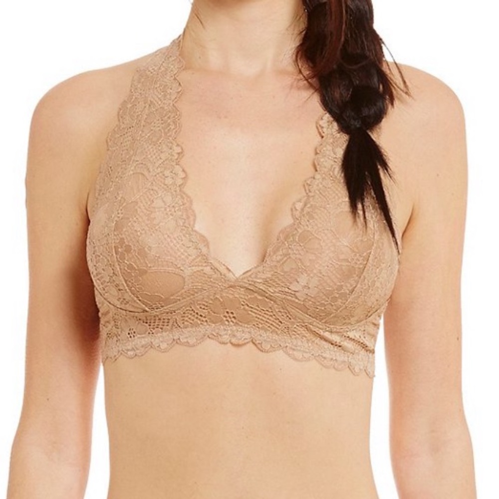 Free People Galloon Lace Halter Bralette Nude